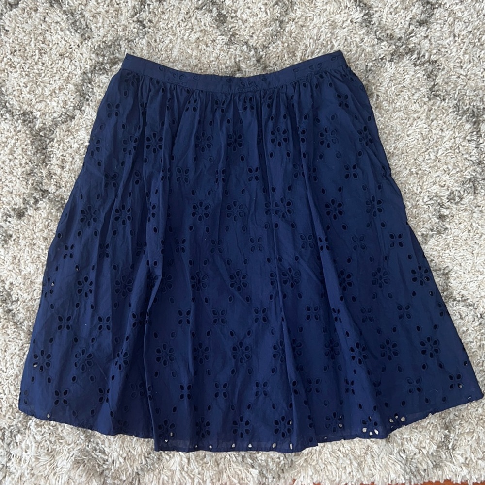 J. Crew Factory Navy Eyelet Skirt